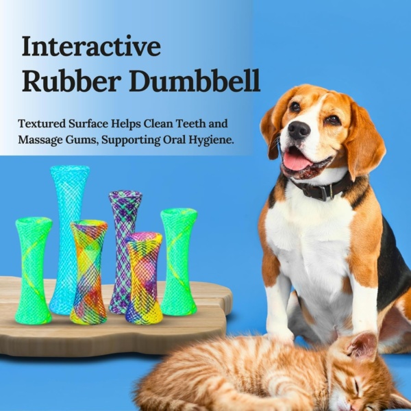 Interactive Rubber Chew Toys for Dogs and Cats – Durable Treat Dispensing Dumbbell Toy, Non-Toxic and Safe for Pet Dental Health and Playtime - Image 4