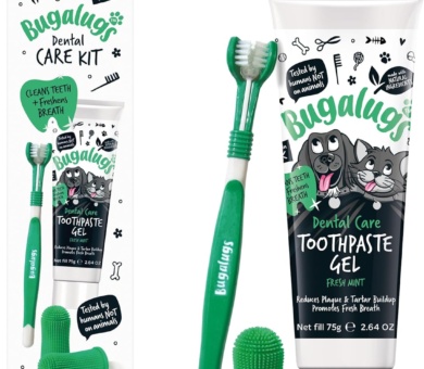 Bugalugs Dog Toothbrush and Toothpaste Kit Includes Cats & Dog Toothpaste, 2 x Finger Cat Toothbrush, 1 x Dog Toothbrush Dog Teeth Cleaning Products for Dog Plaque Remover & Dog Breath Freshener