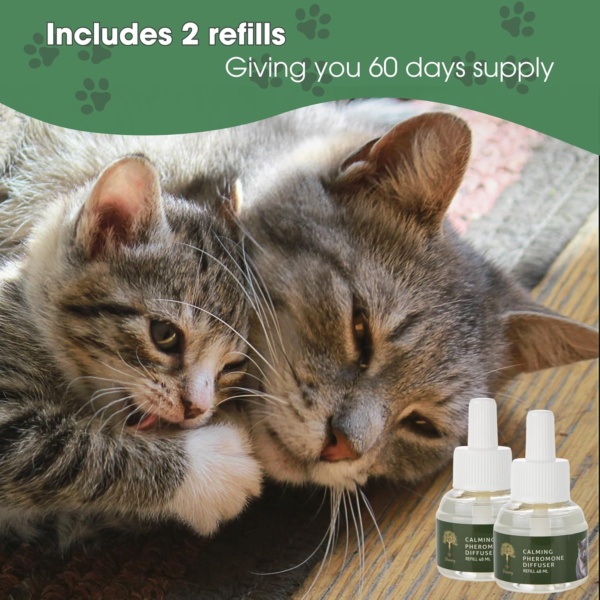 Cat Calming Diffuser with Feline Pheromones, No Smell Stress & Anxiety Relief for Cats, 30-Day 2 x 48 ml Refills, Easy Plug-in Solution for Calming. Diffuser not Include - Image 5