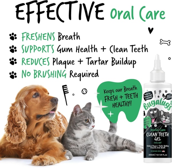 Bugalugs Dental Care Clean Teeth Gel Tooth Cleaner Essentials. No Brushing Breath Freshener Treatment, Plaque Removal Products, Tartar Remover for Teeth for Dogs, Cat Dental, Puppy & Kitten - Image 3