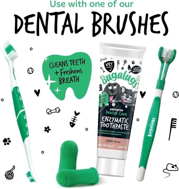 Bugalugs Dental Enzymatic Dog Toothpaste & Cat Toothpaste for Dog Teeth Cleaning, Dog Breath Freshener, Dog Plaque Remover & Tartar for Pets use with Our Dog Toothbrush & Cat Toothbrush (Liver 75g) - Image 7