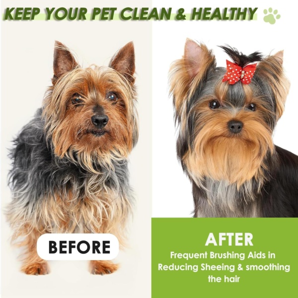 2-in-1 Dog Grooming Brush, Double Sided Pet Hair Brush with Rounded Pins & Bristles, for Short/Long Haired Dogs & Cats, Promotes Skin Health & Coat Cleanliness - Image 5