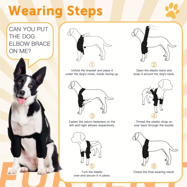 Dog Elbow Protector for Pet Elbow Dysplasia, Shoulder Dislocation - Offers Elbow Support, Dog Recovery Suit Taper Collar Alternative, Helps Wound Healing (L, Both Legs) - Image 6
