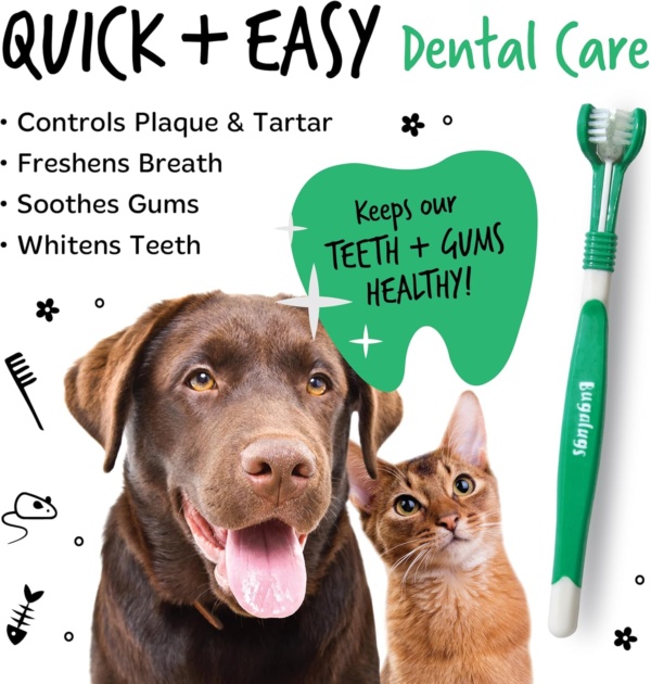 Bugalugs Dog Toothbrush & Cat Toothbrush Triple Headed Plaque Remover, Our Dental Teeth Cleaning Products Makes Teeth Cleaning Easier with Dog Toothpaste & Cat Toothpaste - Image 9