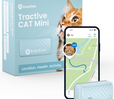 Tractive GPS Cat Tracker (6.5 lbs+), Real-time Pet Location Tracker, Health & Wellness Alerts, Battery Life Up to 7 Days, Breakaway Cat Collar Included (Mint)