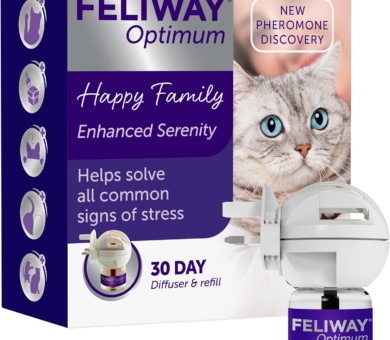 FELIWAY Optimum Diffuser & 30 Day Refill, The Best Solution to Ease cat Anxiety, cat Conflict and Stress in The Home, 48 ml (Pack of 1)
