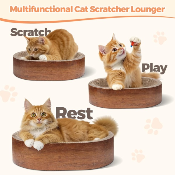 Cat Scratcher - Durable Cardboard Scratching Board, Oval & Circle Scratch Pads for Furniture Protection & Claw Health - Image 2