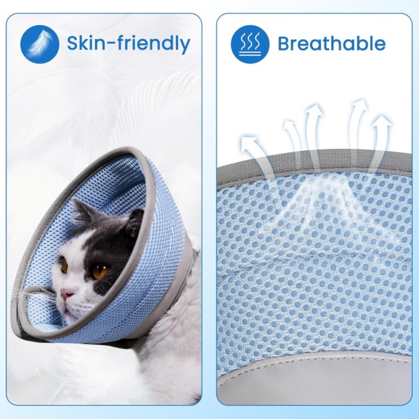 Cat Cone Collar Recovery Cone of Shame Adjustable Soft for Cats Small Dogs Pet After Surgery, Lightweight Elizabethan Cones for Cats Kittens Puppies Protective Comfortable M 8.7-12inches - Image 2