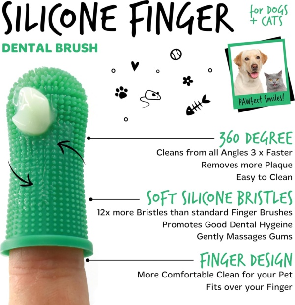 Bugalugs Dog Finger Toothbrush with 360 Degree Bristles- Dog Teeth Cleaning Products Dog Toothbrush & Cat Toothbrush Plaque Remover for Dogs use with Dog Toothpaste & Cat Toothpaste - Image 5