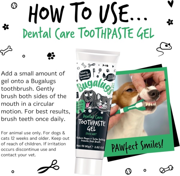 Bugalugs Dog Toothpaste Gel - Dog Teeth Cleaning Products for Cats and Dogs, Fresh Mint Dog Breath Freshener & Dog Plaque Remover use with Bugalugs Dog Toothbrush & Cat Toothbrush - Image 6