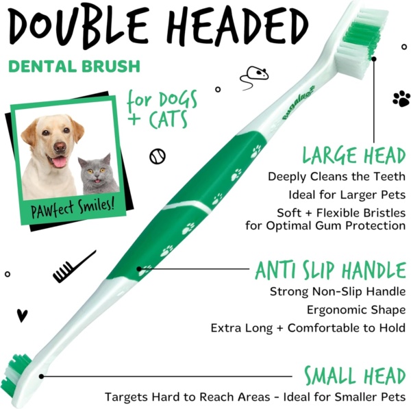 Bugalugs Dog Toothbrush & Cat Toothbrush Dual Ended Dog Plaque Remover, Our Dental Dog Teeth Cleaning Products Makes Dog Teeth Cleaning Easier use with Dog Toothpaste & Cat Toothpaste - Image 4