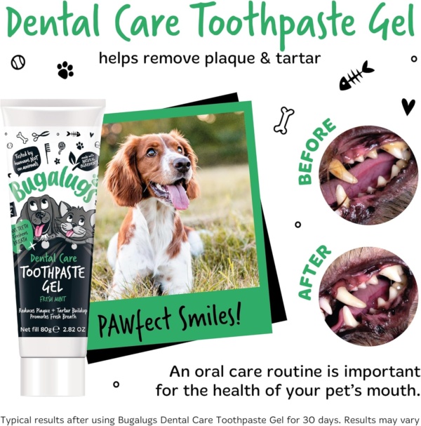 Bugalugs Dog Toothpaste Gel - Dog Teeth Cleaning Products for Cats and Dogs, Fresh Mint Dog Breath Freshener & Dog Plaque Remover use with Bugalugs Dog Toothbrush & Cat Toothbrush - Image 3
