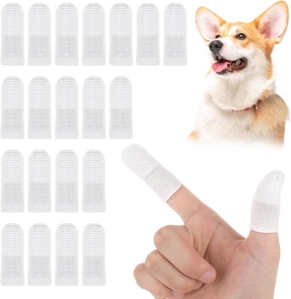 Dog Toothbrush 20Pcs Pet Toothbrush Finger Toothbrushes 360º Dog Tooth Brushing Kit Finger Cleaning Gloves Washable Cat Toothbrush Comfortable Brush Tape Pad Clean Cushion