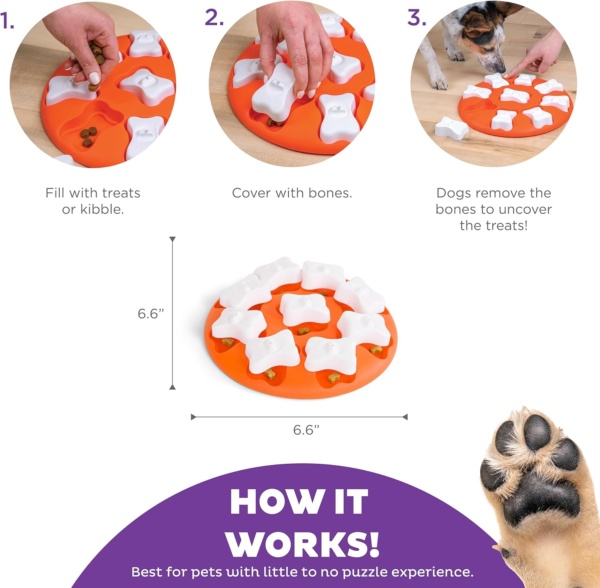 Outward Hound Nina Ottosson Dog Smart Dog Puzzle Interactive Treat Puzzle Dog Enrichment Dog Toy, Level 1 Beginner, Orange - Image 3