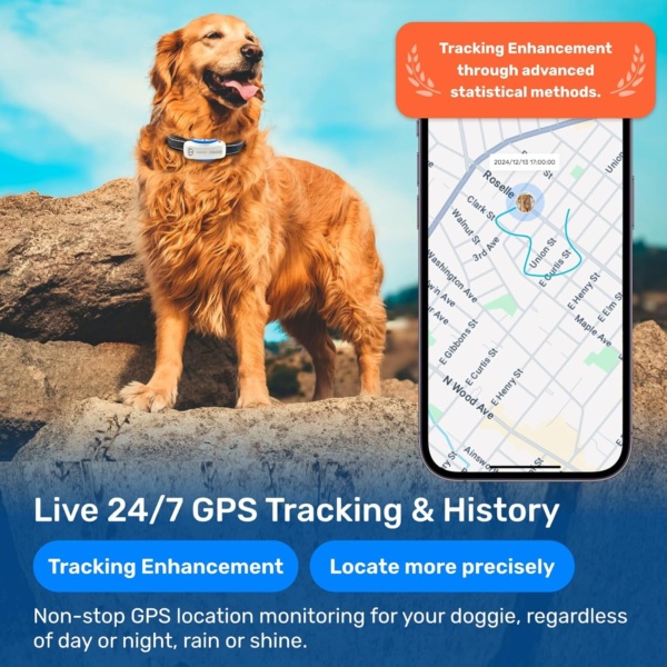 AI GPS Tracker for Dogs (30lbs+), Real Time Location and AI Vet Health Management, Electronic Fence, Waterproof, iOS and Android Universal（White） - Image 3