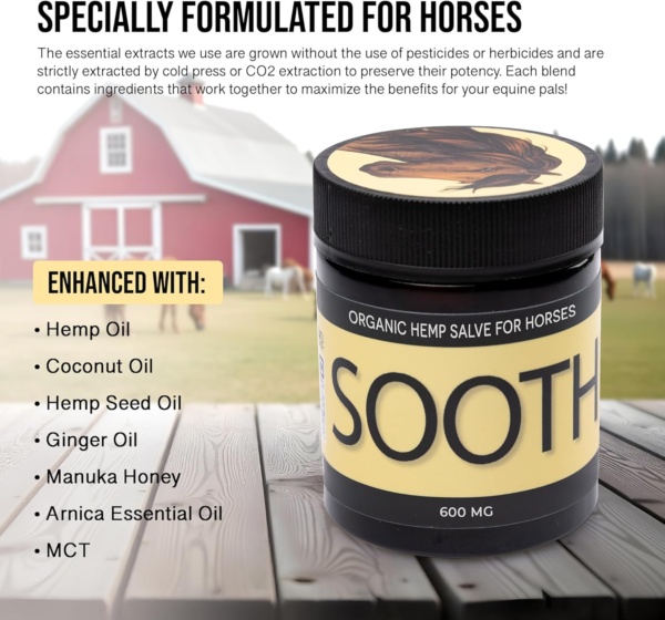 Soothe - Hemp Salve Horse Liniment - Bug Bites & Allergy Support - Soothing Relief for Skin Irritation in Horse - Image 6