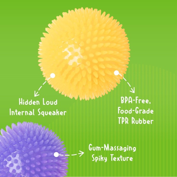 4.5” Spiky Squeak & Light Ball Dog Toy - Extra Large, Cleans teeth and Promotes Dental and Gum Health for Your Pet, Colors will vary, All Breed Sizes - Image 8