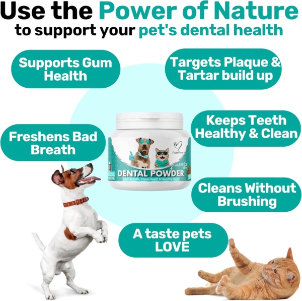 NutriPaw Dental Powder For Dogs & Cats - Clean Teeth, Healthy Gums & Fresh Breath - Manage Plaque & Tartar Build-Up - Fuss-Free - No Brushing Needed - Lasts Up To 6 Months - Image 2