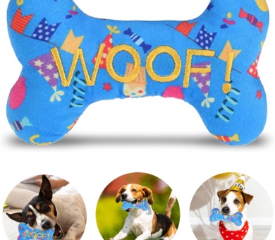Durable Chew Toy for Dogs | Indestructible, Squeaky Plush Bone Shape Dog Toy, Ideal for Aggressive Chewers, Dental Health, Mental Stimulation | For All Breeds of Puppy, Small and Medium Dogs