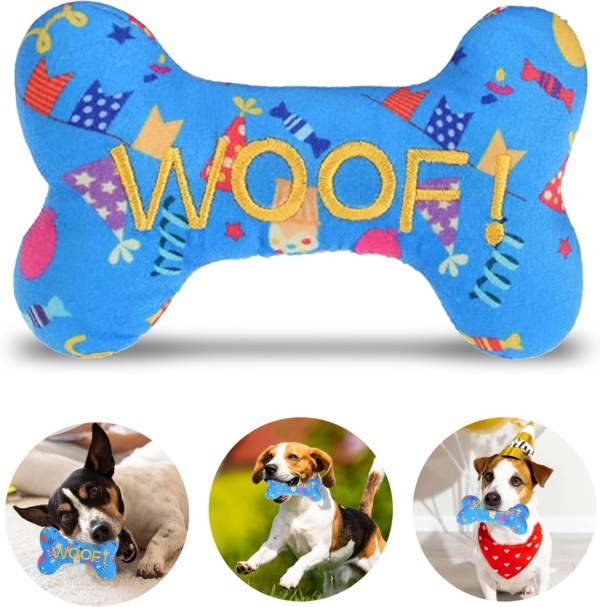 Durable Chew Toy for Dogs | Indestructible, Squeaky Plush Bone Shape Dog Toy, Ideal for Aggressive Chewers, Dental Health, Mental Stimulation | For All Breeds of Puppy, Small and Medium Dogs