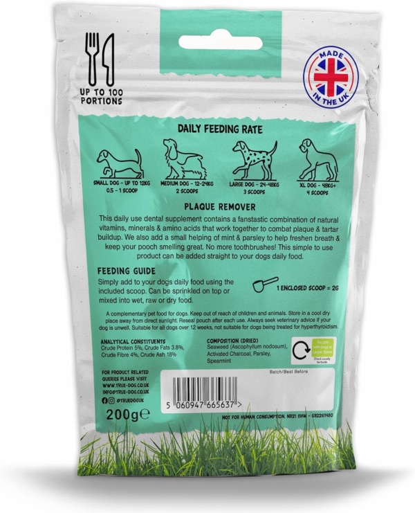 Plaque Remover 200g | Tartar & Plaque Off Powder for Dogs & Cats, Easy to Use, 100% Natural Bad Breath & Dental Care Formula, Up to 100 days supply - Image 2