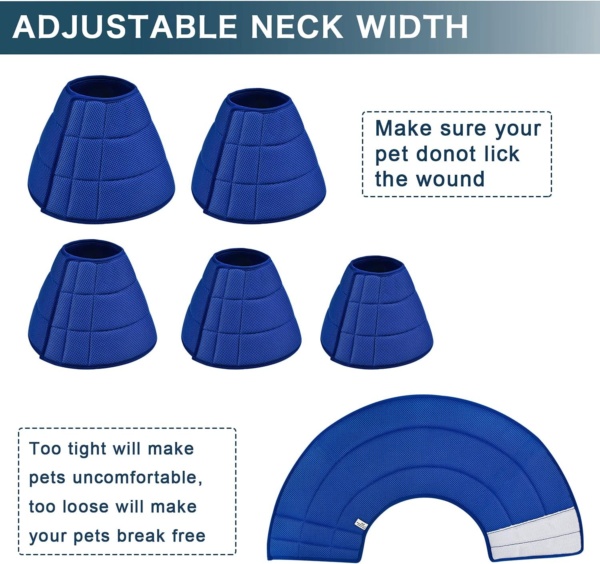 Breathable Mesh Elizabethan Collar, Soft Adjustable E-collor For Pet Dogs Cats Rabbit Quicker Healing Anti-Bite Anti-Lick Easy Eat and Drink(Blue) - Image 5
