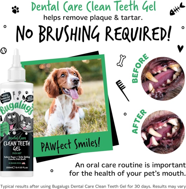 Bugalugs Dental Care Clean Teeth Gel Tooth Cleaner Essentials. No Brushing Breath Freshener Treatment, Plaque Removal Products, Tartar Remover for Teeth for Dogs, Cat Dental, Puppy & Kitten - Image 4