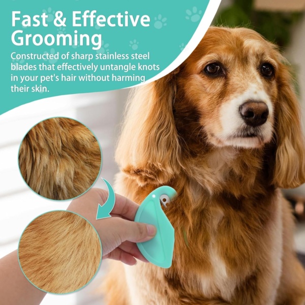 5 Pieces Pet Hair Knot Remover, Pet Knotting Comb with Steel Blade, Care Knife for Removing Tangles Pets, Knot Removal Pet Hair Grooming Tool, Detangling Knife for Dog Cat Gentle on Skin - Image 5