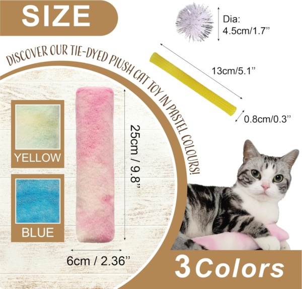 JWPET 5 Pcs Cat Catnip Toys - Interactive Plush Catnip Chew Toys with Crinkle Pillow for Indoor Cats & Kittens - Teeth Grinding & Dental Health Fun (Style A) - Image 4