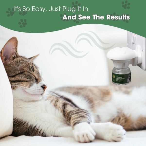 Cat Calming Diffuser with Feline Pheromones, No Smell Stress & Anxiety Relief for Cats, 30-Day 2 x 48 ml Refills, Easy Plug-in Solution for Calming. Diffuser not Include - Image 7