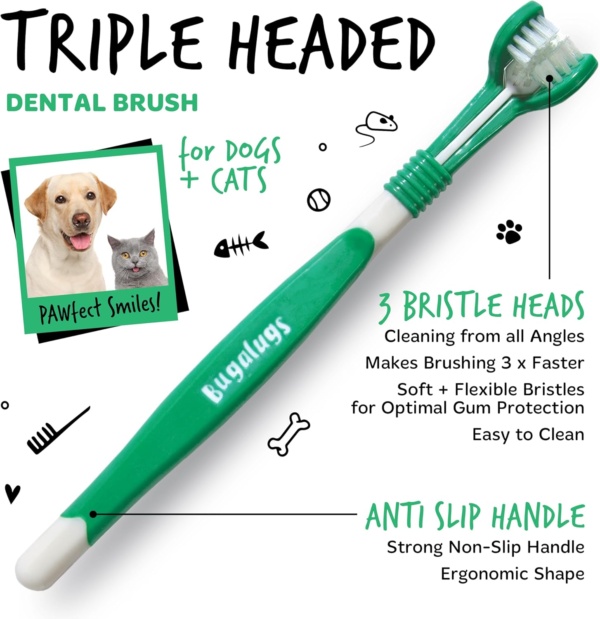 Bugalugs Dog Toothbrush and Toothpaste Kit Includes Cats & Dog Toothpaste, 2 x Finger Cat Toothbrush, 1 x Dog Toothbrush Dog Teeth Cleaning Products for Dog Plaque Remover & Dog Breath Freshener - Image 5