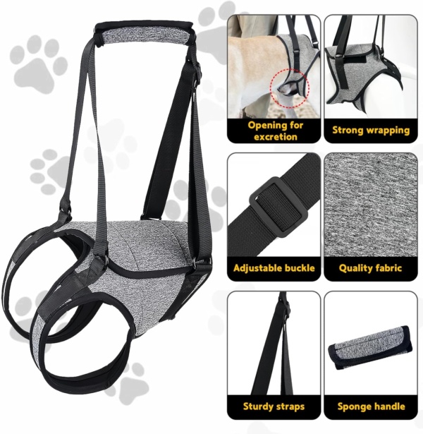 Dog Lifting Harness for Back Legs, Dog Support Harness Slings for Large Medium Small, Adjustable Dogs Brace for Hind Leg, Support Strap for Injured Disabled Elderly Dogs Walking Aid (XL) - Image 2