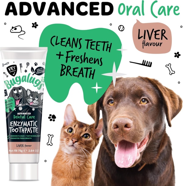 Bugalugs Dental Enzymatic Dog Toothpaste & Cat Toothpaste for Dog Teeth Cleaning, Dog Breath Freshener, Dog Plaque Remover & Tartar for Pets use with Our Dog Toothbrush & Cat Toothbrush (Liver 75g) - Image 9