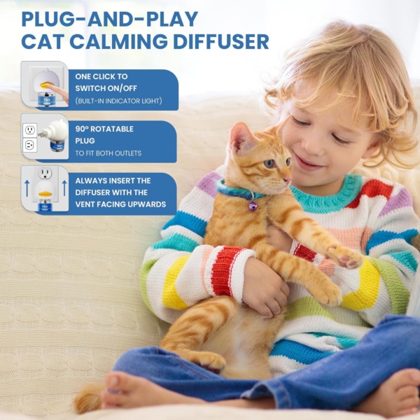 Cat Calming Plug-in, Cat Pheromone Diffuser, 4-in-1 Cat Pheromones Calming Diffuser Kit, Relaxing Pheromone for Cats Relief Stress Anxiety Fighting Scratching, 2 Diffuser 2 Refills(48ml) - Image 7