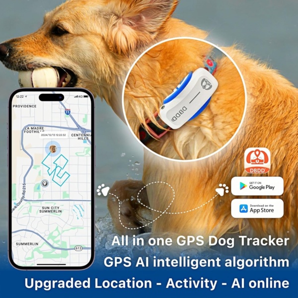 AI GPS Tracker for Dogs (30lbs+), Real Time Location and AI Vet Health Management, Electronic Fence, Waterproof, iOS and Android Universal（White） - Image 2