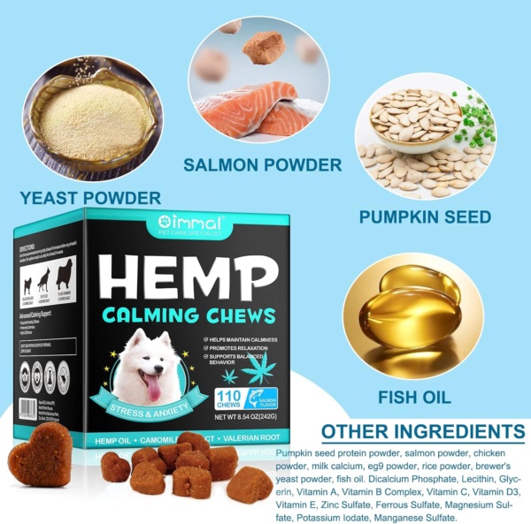 Calming Chews for Dogs,Quiet Moments Dog Calming Treats,Help Promote Relaxation,Dogs Anxiety Stress Relief-Barking,Separation,Thunder,Travel Issues (Salmon, 110counts) - Image 4