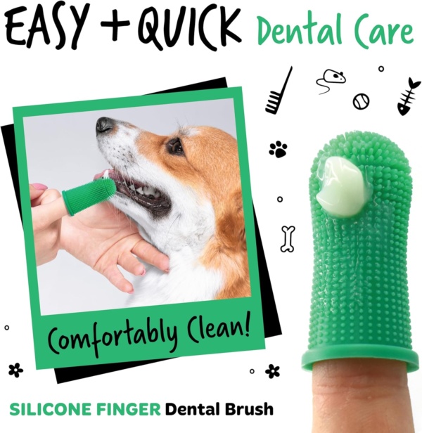 Bugalugs Dog Finger Toothbrush with 360 Degree Bristles- Dog Teeth Cleaning Products Dog Toothbrush & Cat Toothbrush Plaque Remover for Dogs use with Dog Toothpaste & Cat Toothpaste - Image 2