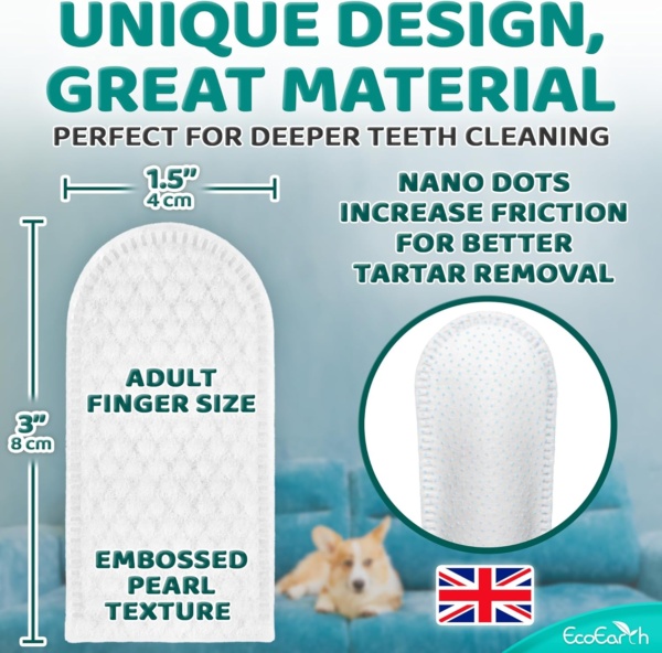 Premium Teeth Cleaning Wipes for Dogs & Cats - 50 Pcs - Pet Dental Care Finger Pads for Fresh Breath & Oral Hygiene - Embossed Pattern & Nano Plastic-Dotting to Remove Plaque & Tartar - Image 7
