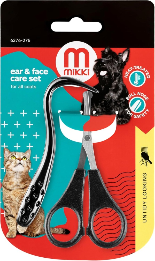Mikki Dog, Cat Ear and Face Grooming Care Set - Scissors and Comb Set for Face, Ear, Nose and Paw - Image 5