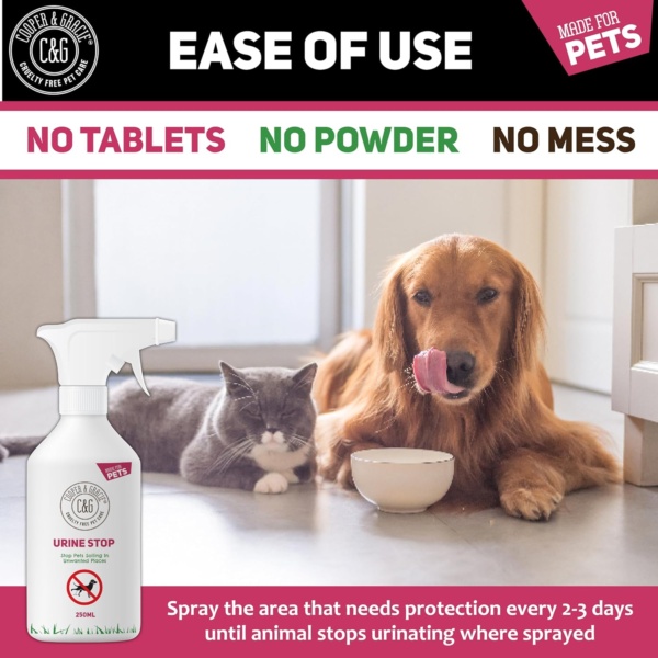 C&G Pets Urine Stop Spray for Cat and Dog Repellent | Stop Cats and Dogs Repeat Marking Indoors and Outdoors | Natural Enzyme Urine Destroyer - Image 3