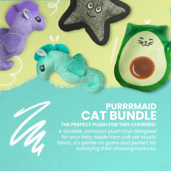 SnugArooz Catnip Toy Bundle - Kitty Avocato - Starfish and Seahorse 2pk with Patch Repair - Fun & Engaging Toys for Cats - Image 2