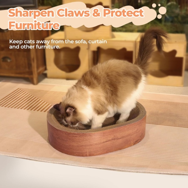Cat Scratcher - Durable Cardboard Scratching Board, Oval & Circle Scratch Pads for Furniture Protection & Claw Health - Image 7
