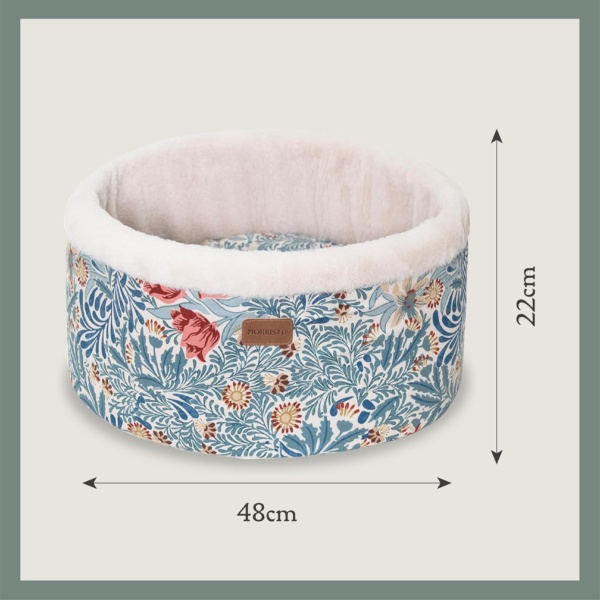 Rosewood x Morris & Co. Bower Berry Round Bed for Dogs and Cats, Small Dog Bed, Blue, Raised Padded Sides, Soft and Calming, Easy-Care, Luxury William Morris Print - Image 6