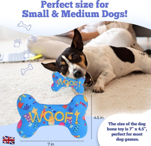 Durable Chew Toy for Dogs | Indestructible, Squeaky Plush Bone Shape Dog Toy, Ideal for Aggressive Chewers, Dental Health, Mental Stimulation | For All Breeds of Puppy, Small and Medium Dogs - Image 8
