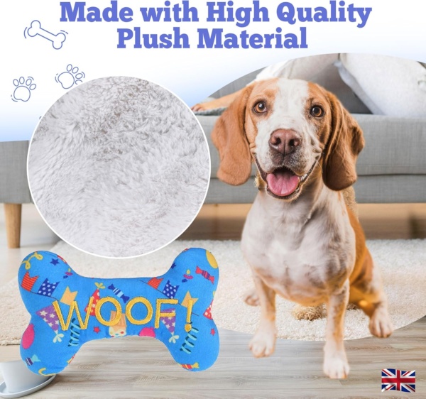 Durable Chew Toy for Dogs | Indestructible, Squeaky Plush Bone Shape Dog Toy, Ideal for Aggressive Chewers, Dental Health, Mental Stimulation | For All Breeds of Puppy, Small and Medium Dogs - Image 2