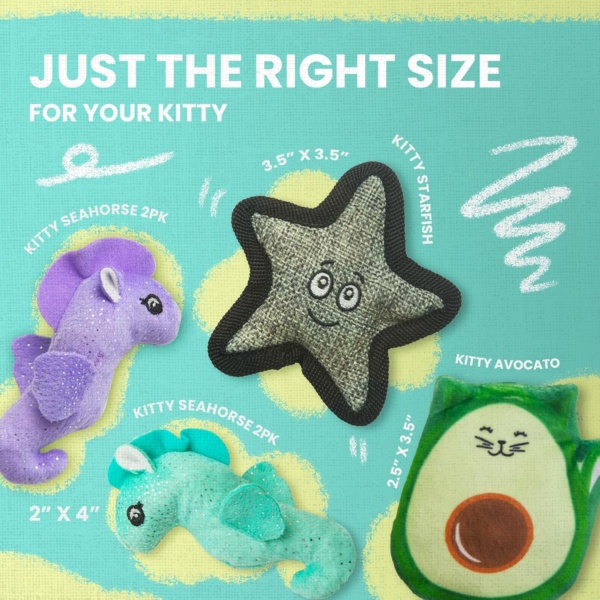 SnugArooz Catnip Toy Bundle - Kitty Avocato - Starfish and Seahorse 2pk with Patch Repair - Fun & Engaging Toys for Cats - Image 4