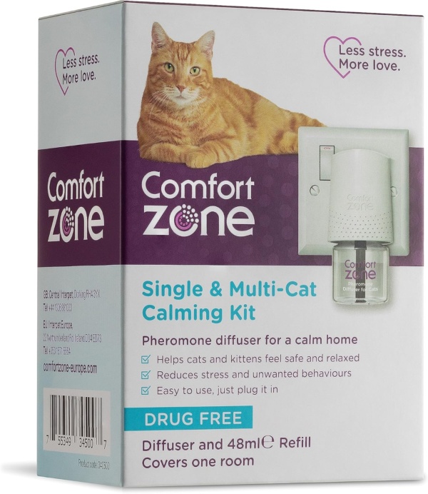 Calming Pheromone Diffuser Starter Kit, for a Calm Single or Multi-Cat Home, Reduces Stress, Spraying, Scratching & Other Problematic Behaviours, 1 Diffuser & 1 Refill - Image 2