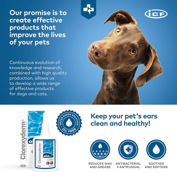 Clorexyderm OTO Piu | Cat & Dog Ear Cleaner Solution | Dog Ear Drops to Stop Wax Build Up, Head Shaking, Discomfort, Ear Odour & Scratching | 150ml - Image 5