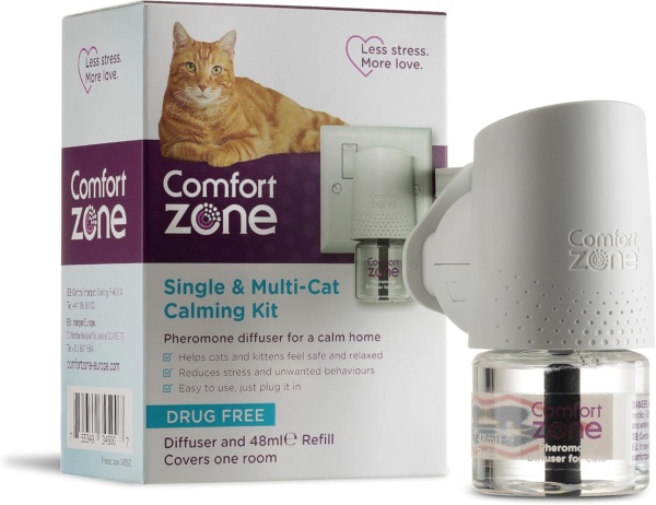 Calming Pheromone Diffuser Starter Kit, for a Calm Single or Multi-Cat Home, Reduces Stress, Spraying, Scratching & Other Problematic Behaviours, 1 Diffuser & 1 Refill