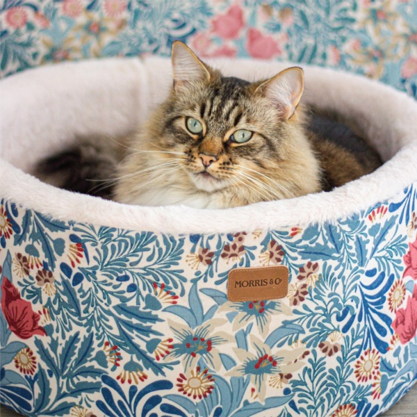 Rosewood x Morris & Co. Bower Berry Round Bed for Dogs and Cats, Small Dog Bed, Blue, Raised Padded Sides, Soft and Calming, Easy-Care, Luxury William Morris Print - Image 9